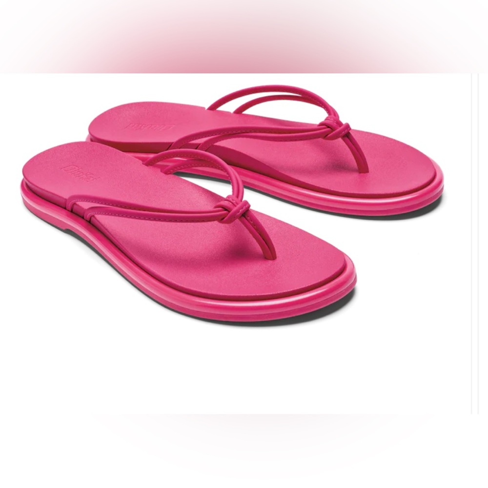 OLUKAI PINK PLUMERIA 'AKA KNOTTED STRAPS BEACH/POOL FLIP FLOP SANDALS SIZE 7 NWT